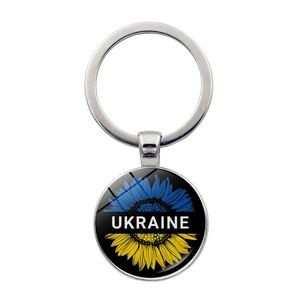 Porte-clés Drapeau Ukrainien Tournesol Alliage De Zinc Pendentif En Verre Cœur Papillon Souvenir Bijoux Femme Homme
