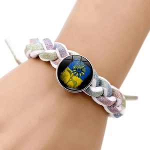 Bracelet tressé macaron avec cabochon en verre tournesol pour hommes et femmes