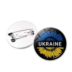 Broche Ronde en Alliage de Verre Tournesol Papillon Coeur Insigne de Mode Bijoux Décoratifs Pour Sacs Vêtements