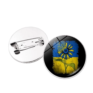 Lot de broches tournesol drapeau Ukraine aux pétales bleu et jaune avec épingle en argent
