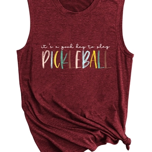 Mouloos bordeauxrood dames-T-shirt met pickleball-print en knoop aan de zijkant