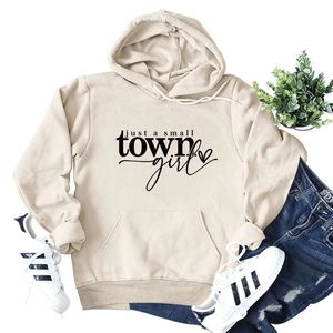 Dames Casual Katoenmix Hoodie Letter Hart Print Kapuchon Pullover Losse Lange Mouw Sweatshirt Met Zak Tops