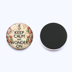 Lot de magnets ronds avec illustration vintage et slogan Keep Calm pour réfrigérateur