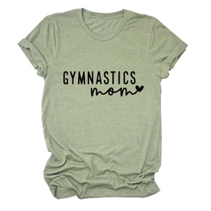T-shirt maman de gymnastique olive chiné à plat avec impression graphique cœur