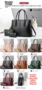 Three-piece women bag set with large tote and crossbody bags featuring stone texture