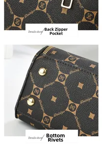Detail of rear anti-theft zipper pocket and protective gold rivets on the bottom of the bag