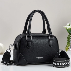 Sac À Main Boston En Similicuir Grainé Pour Femmes Bandoulière Large Sacoche Épaule Décontractée Mode Tendance