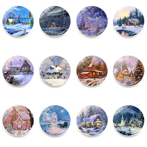 Weihnachten Schneehaus Kühlschrankmagnete Glas Kühlschrank Aufkleber Ästhetische Winterlandschaft Zeitstein Magnetische Haus Deko