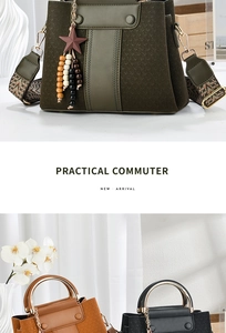 Detail of a color-block bucket bag featuring V-shaped texture and star charm decor