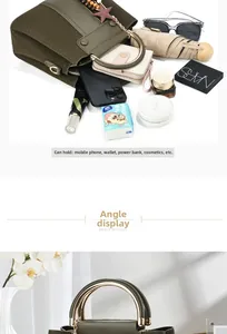 Detailed view of the dark green handbag interior showing capacity for daily essentials