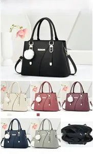 Detail view of large capacity faux leather handbags in multiple colors and dimensions