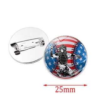 Set of 25mm American flag baseball pins showing front design and metal back pin fastener
