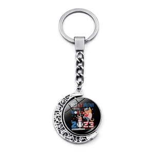 Rotating USA flag baseball keychain with Best Big Brother 2023 glass pendant