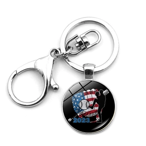 US flag baseball 2023 commemorative keychain with metal lobster clasp for bags