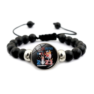 Verstellbares schwarzes mattes Perlenarmband mit 2023 Best Big Brother USA-Anhänger