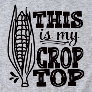 Grey THIS IS MY CROP TOP printed t-shirt with funny corn graphic design for summer
