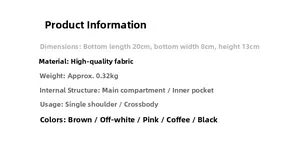 Detailed size specifications and weight information for the printed small crossbody bag