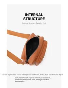 Top view of brown shoulder bag interior showing capacity for phone and accessories