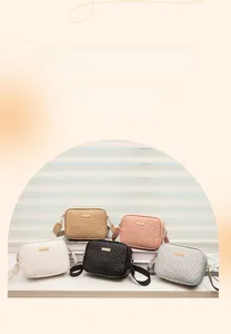 Detailed collection of quilted camera bags in five colors with adjustable straps