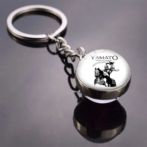 Detail of silver Roman Empire keychain featuring a glass dome with a heavy cavalry knight