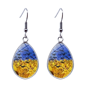Boucles d'oreilles pendantes goutte Van Gogh Champ de blé avec crochets argentés pour femme