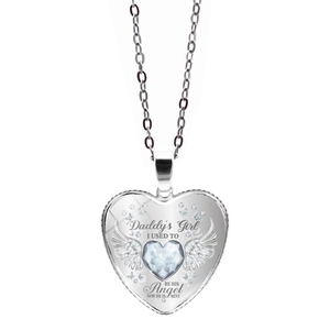 Collier Pendentif Cœur Daddy's Girl Ailes d'Ange en Alliage Verre Cristal Bijoux Commémoratifs pour Anniversaire Fille