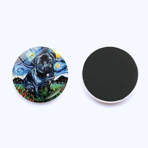 Dettaglio magnete in vetro 25mm stile Van Gogh Notte Stellata con pittura a olio carlino