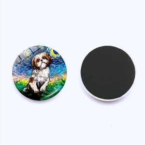 Calamita per frigorifero in vetro con cane Notte Stellata e base magnetica 25mm