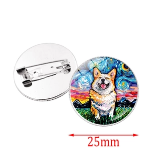 Spille artistiche Husky Notte Stellata di Van Gogh con design in metallo da 25 mm