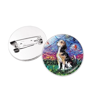 Spilla tonda husky stile Notte stellata di Van Gogh con retro in metallo e spillo