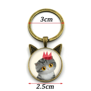 Dimensiones del llavero de gato con anillo de 3cm y colgante retro de 2,5cm