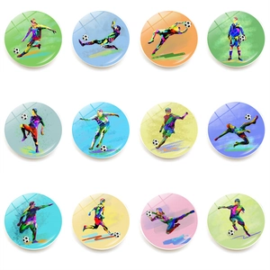 Crystal Glass Soccer Refrigerator Magnets 25mm Football Athlete World Cup Decorative Magnetic Whiteboard Stickers For Home Kitchen Office