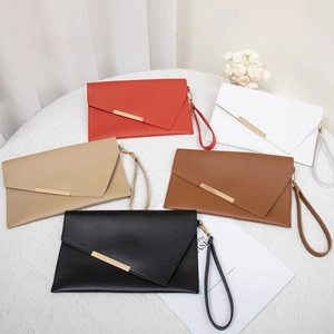 Pochette A Busta Da Donna In Pelle PU Con Barra In Metallo Dorato Chiusura Magnetica Cinturino Da Polso