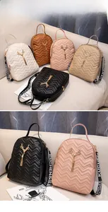 Detail of multi-color PU leather mini backpacks with deer charm and V-shaped stitching