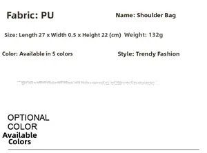 Detailed spec sheet showing PU leather quilted phone bag size 27x22cm and 132g weight