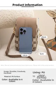 Spécifications de taille et infos matériaux pour petit sac à bandoulière à carreaux