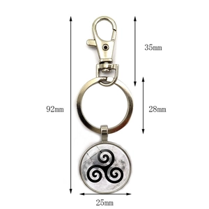 Wolf Moon Teen Wolf Triskelion pendant keychain with lobster clasp and dimension markings