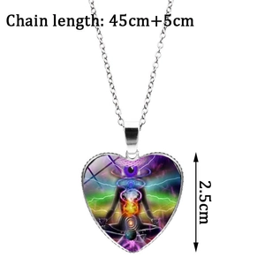 Collier cœur en cristal créatif avec pendentif centre d'énergie chakra coloré