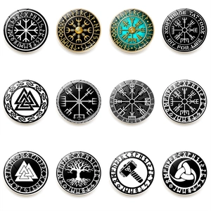 Wikinger Runen Kompass Kühlschrankmagnet Kristallglas Nordische Mythologie Vegvisir Valknut Mjölnir Yggdrasil Magnetaufkleber Deko