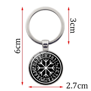 Porte-clés Boussole Viking Vegvisir avec dimensions : longueur 6 cm et anneau de 3 cm