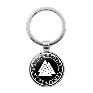 Porte-clés Rune Viking Mythologie Nordique Boussole Vegvisir Pendentif Arbre De Vie Alliage De Zinc Verre Cabochon