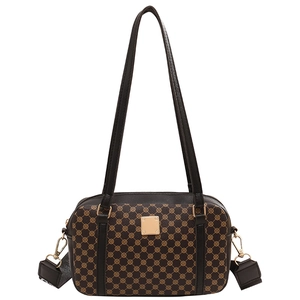 Borsa a mano Boston vintage con motivo monogramma e tracolla regolabile in nero