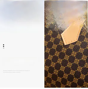 Close-up of scratch-resistant plaid synthetic leather fabric with clover pattern detail
