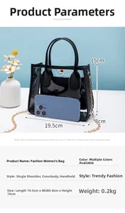 Specifiche dettagliate delle dimensioni per borsa in PVC trasparente con tracolla