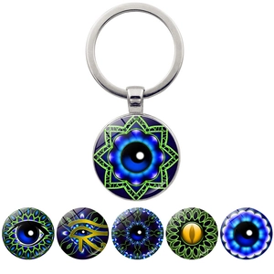 Vintage Zinklegering Boze Oog Sleutelhanger Oog Van Horus Glas Hanger Sleutelring Etnische Mandala Geometrische Sleutelhouder Sieraden Tassen Accessoire