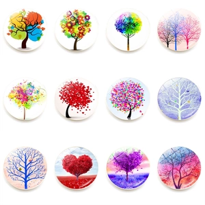 Tree Of Life Round Glass Fridge Magnets Decorative Crystal Glass Magnetic Whiteboard Stickers For Home Kitchen Office