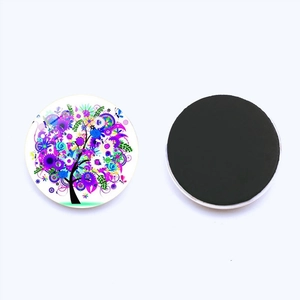 Front and back detail of Tree of Life crystal glass fridge magnet with magnetic backing