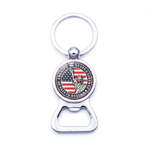 Vintage Statue of Liberty bottle opener keychain made of polished silver metal