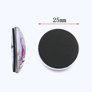 25mm crystal glass butterfly fridge magnet with round design and black magnetic back