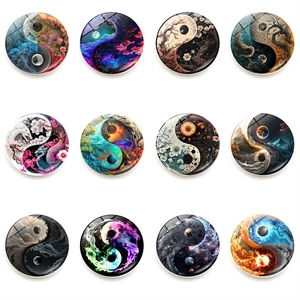 Artistic Yin Yang Tai Chi Fridge Magnet Crystal Glass Magnetic Sticker For Home Decor Office Whiteboard Kitchen Round Shape